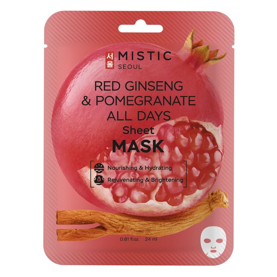 Mistic Care Red Ginseng & Pomegranate All Days Sheet Mask  Тканевая маска для лица с экстрактами красного женьшеня и граната 