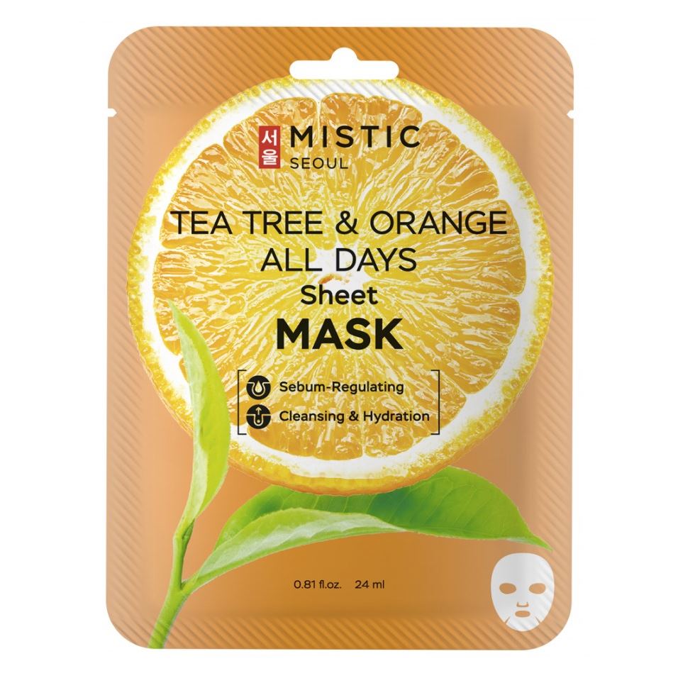 Mistic Care Tea Tree & Orange All Days Sheet Mask Тканевая маска для лица с экстрактами чайного дерева и апельсина 