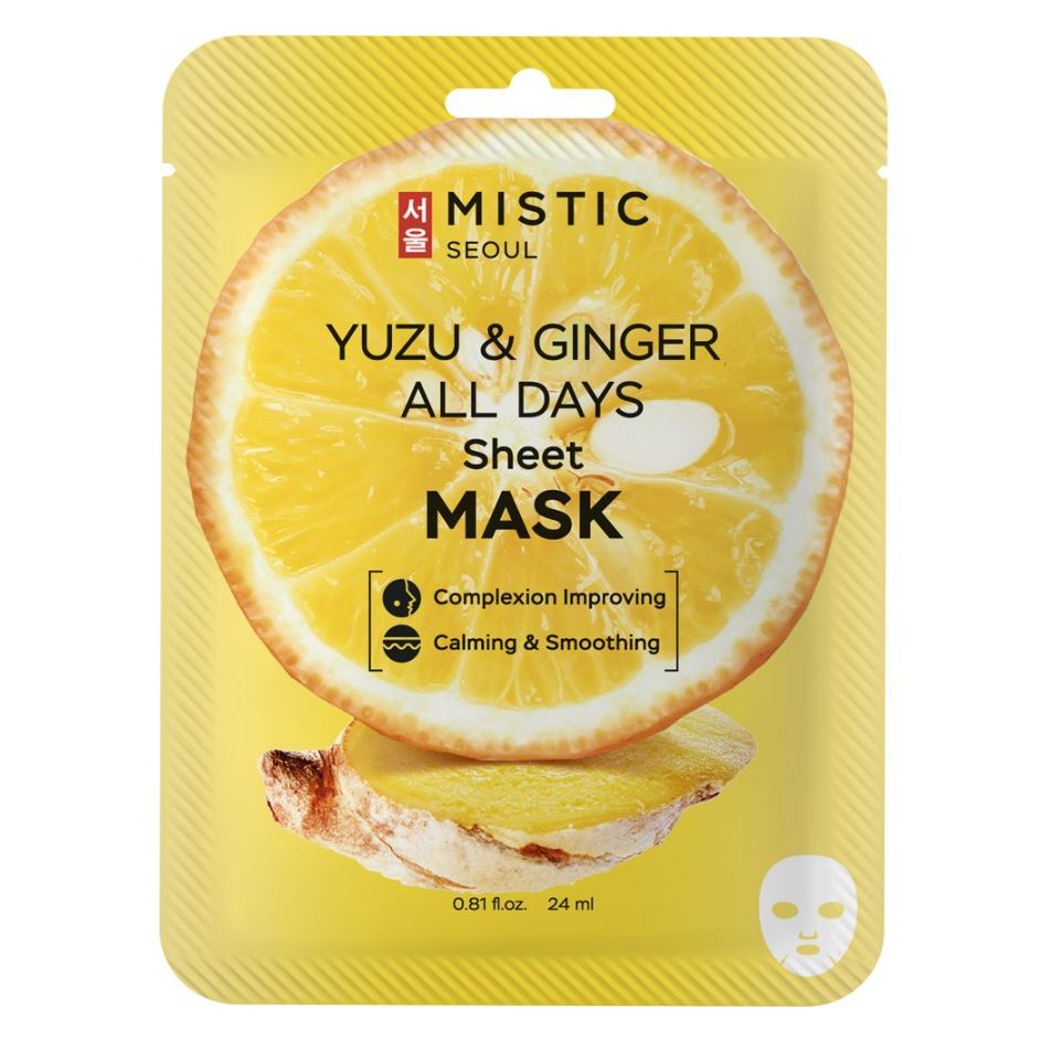 Mistic Care Yuzu & Ginger All Days Sheet Mask  Тканевая маска для лица с экстрактами имбиря и юдзу 