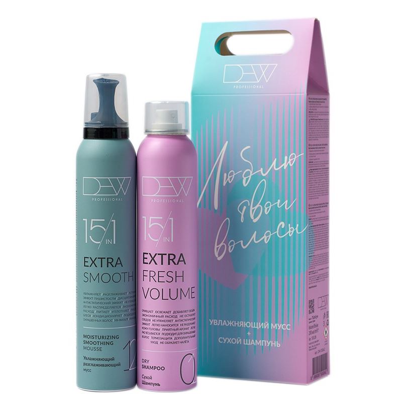 Dew Professional Extra Dew Professional Подарочный Набор: Сухой шампунь 15/1 + Увлажняющий Мусс Подарочный Набор: Сухой шампунь 15/1 + Увлажняющий Мусс