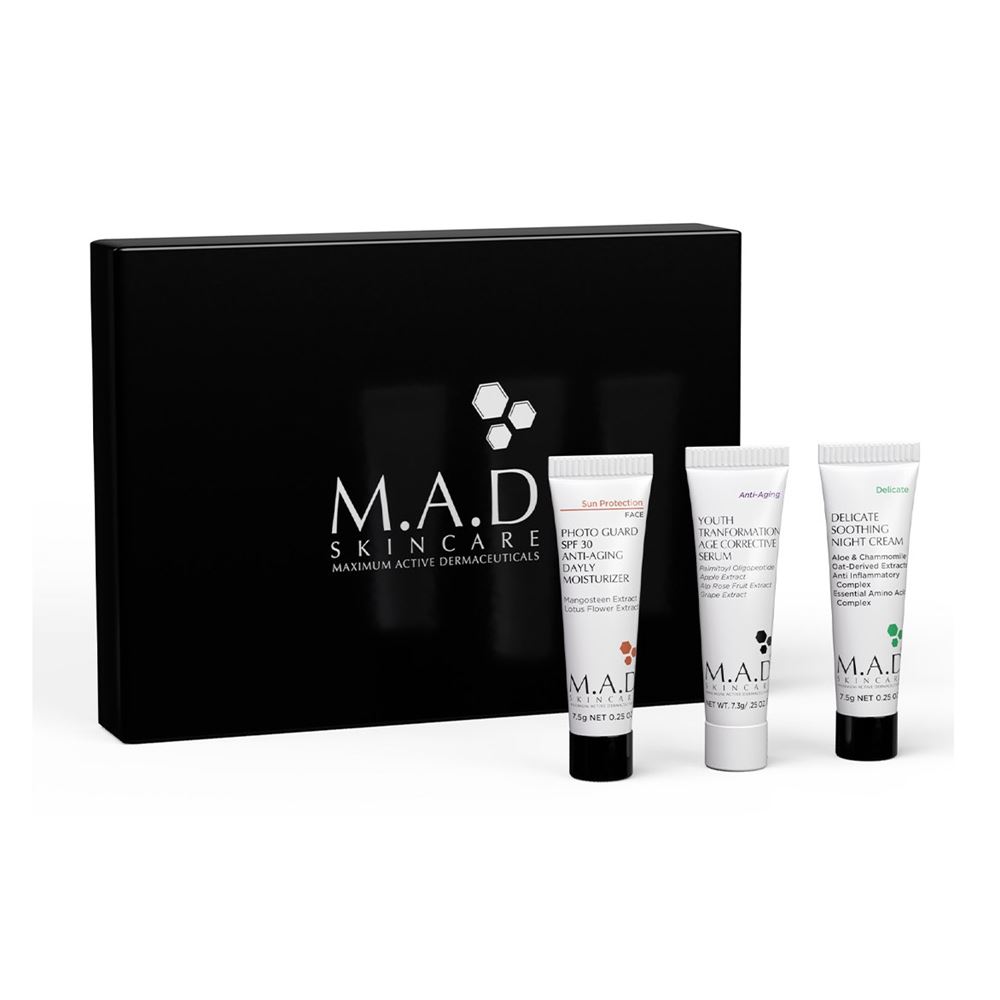 M.A.D Skincare Anti-Age Набор «Антистресс-защита 7D» для чувствительной и зрелой кожи Набор 7-Day Beauty Upgrade: крем-защита, сыворотка, ночной крем