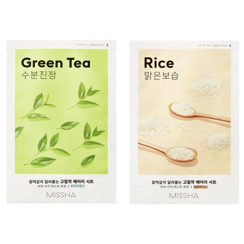 Missha Face Care Набор масок Airy Fit для лица: Rice + Green Tea Набор масок