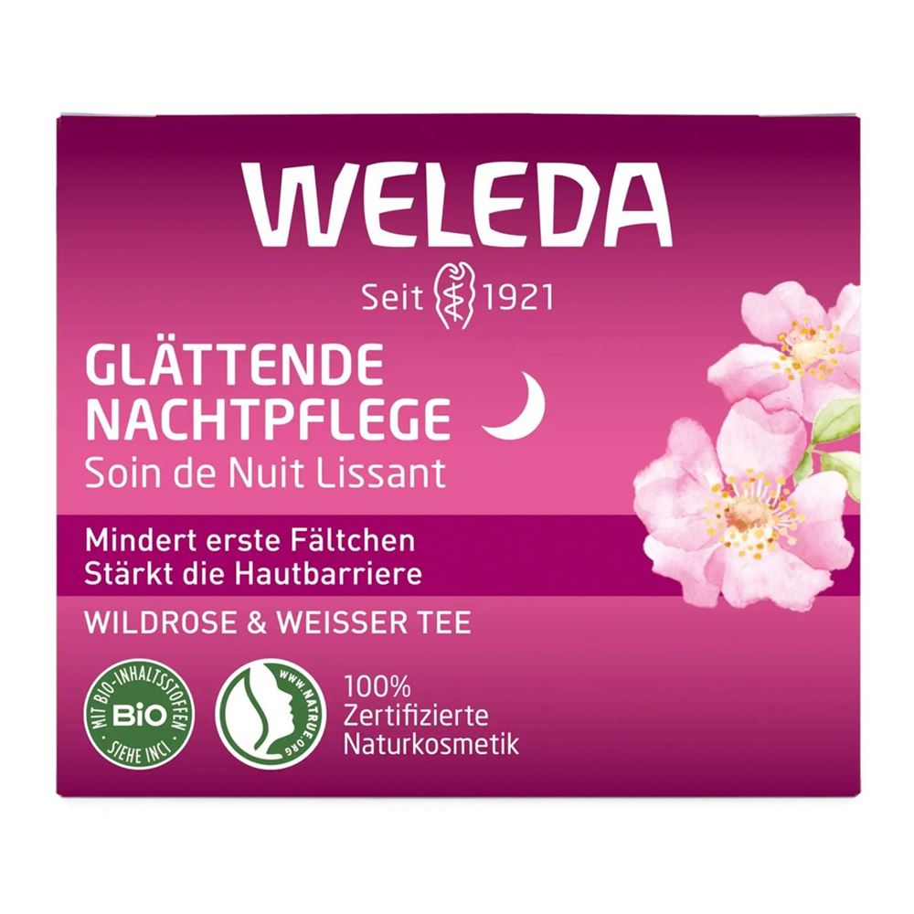 Weleda Розовая линия для лица Розовый разглаживающий ночной крем для лица Веледа Розовый ночной разглаживающий крем-уход