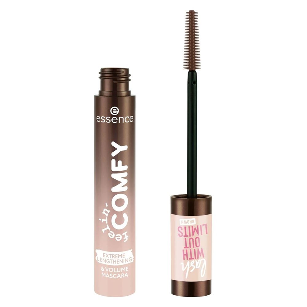 Essence Make Up Feelin' Comfy Extreme Lengthening & Volume Mascara Объемная тушь для ресниц с эффектом удлинения коричневая 