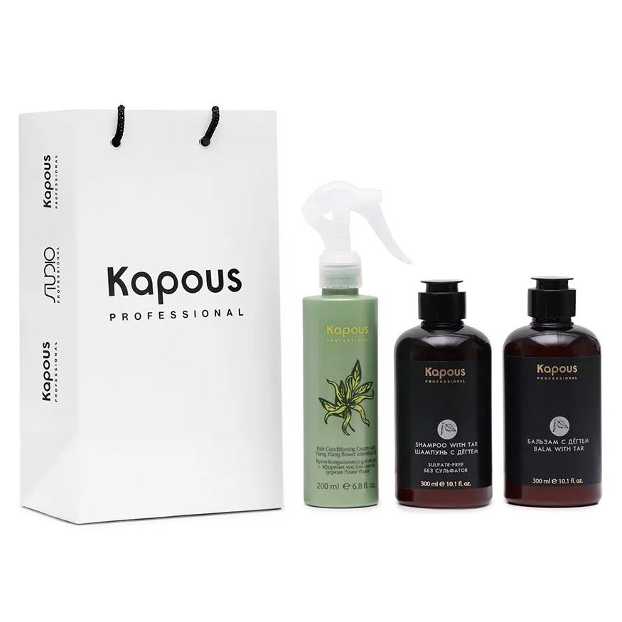 Kapous Professional Color and Tints Бессульфатный набор для волос Набор: шампунь, бальзам, крем-кондиционер, пакет
