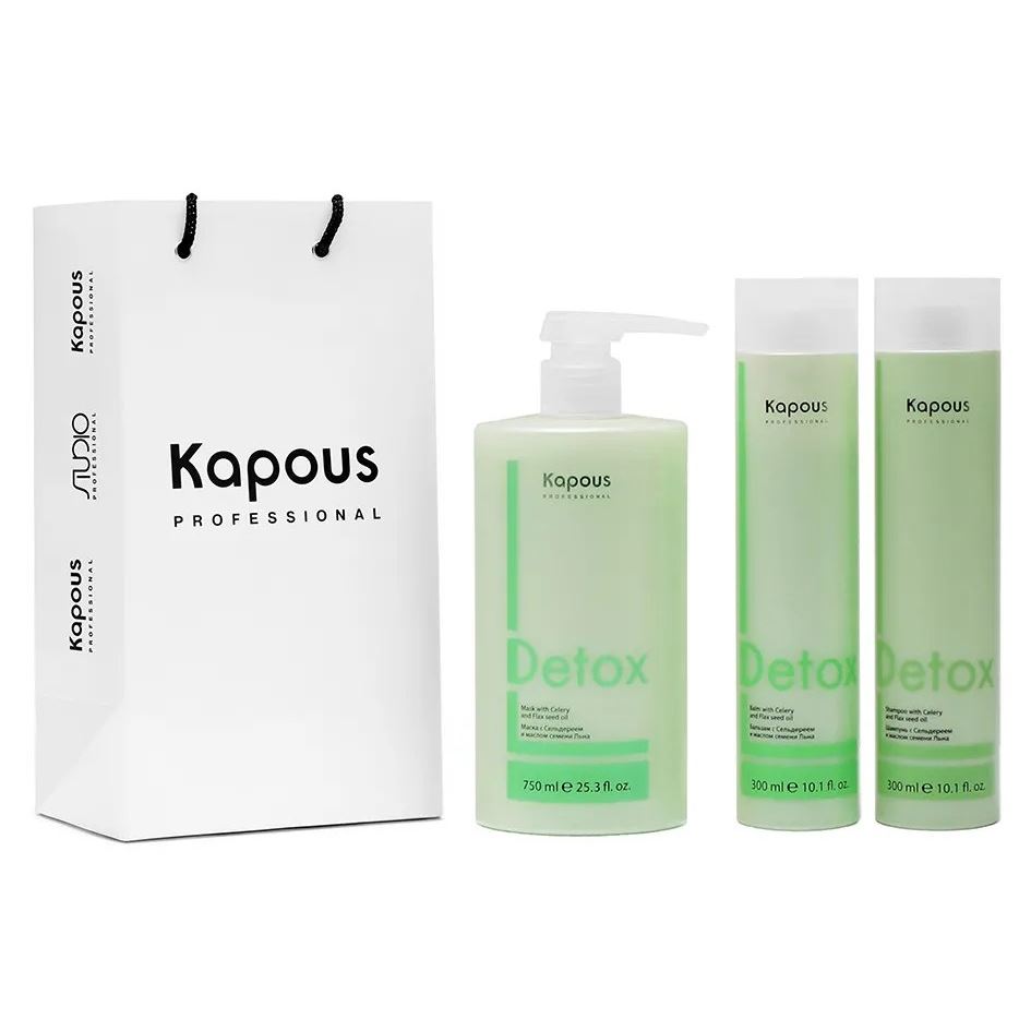 Kapous Professional Profilactic Детокс набор для гладких волос Набор: шампунь, бальзам, маска, пакет