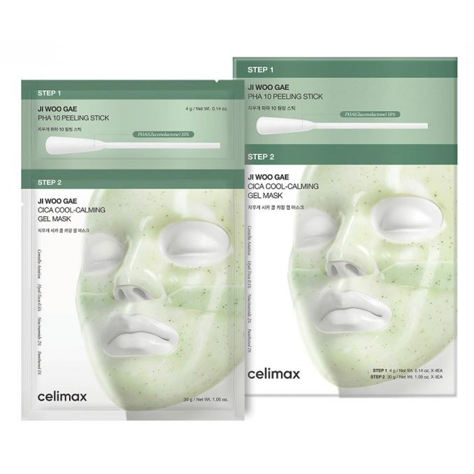 Celimax Ji Woo Gae Ji Woo Gae Cica Pha Peel 2-Step Gel  Охлаждающая гидрогелевая маска для лица с экстрактом центеллы азиатской 